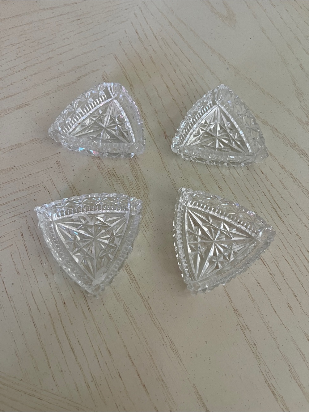 Clear Glass Triangle Accent Dishes - Set of 4